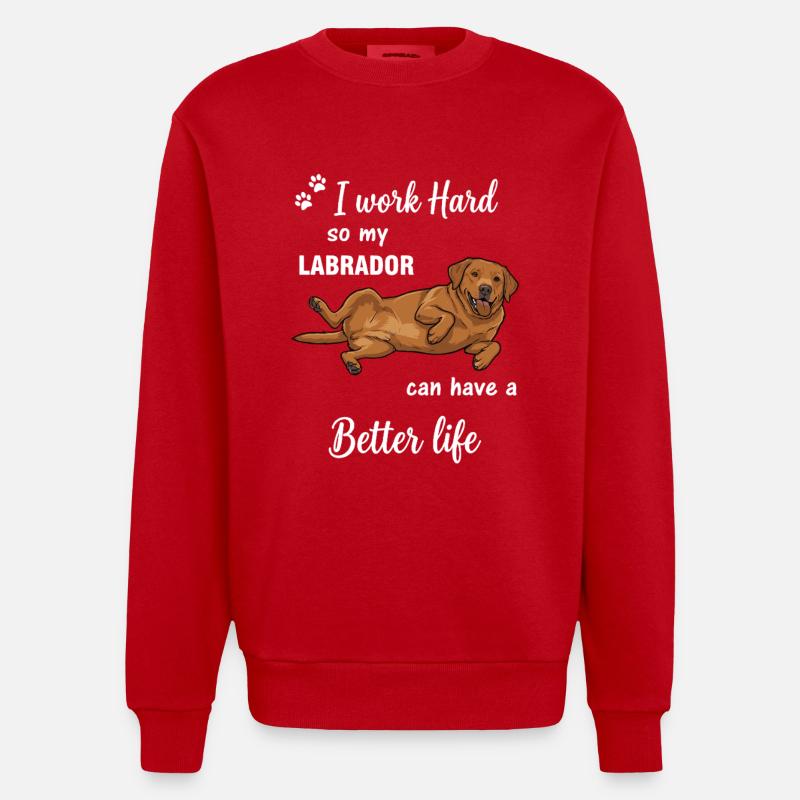 Echte Labrador Liebe Hundebesitzer Statement - Heavyweight Oversized Organic Crew Neck Made in EU - Rot