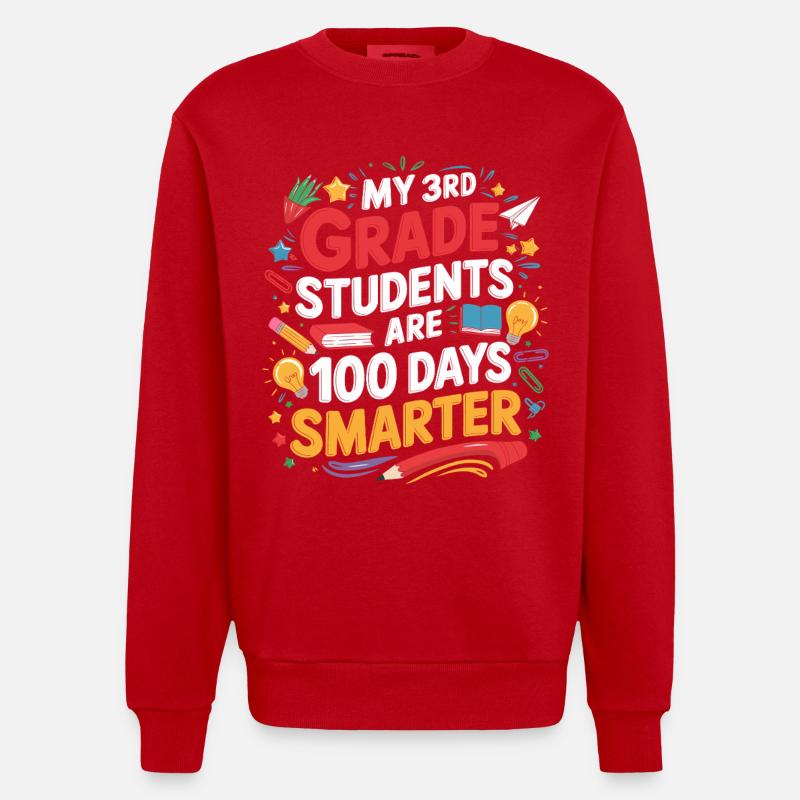 Third Class: 100 Days Smarter - Heavyweight Oversized Organic Crew Neck Made in EU - red