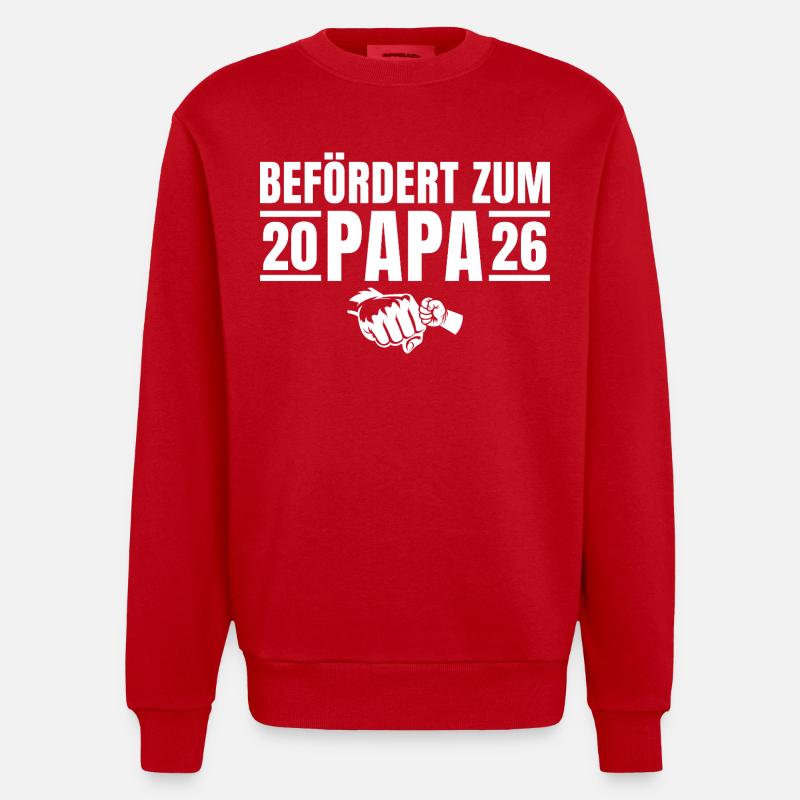 Vaterschaft Befördert zum Papa 2026 - Heavyweight Oversized Organic Crew Neck Made in EU - Rot
