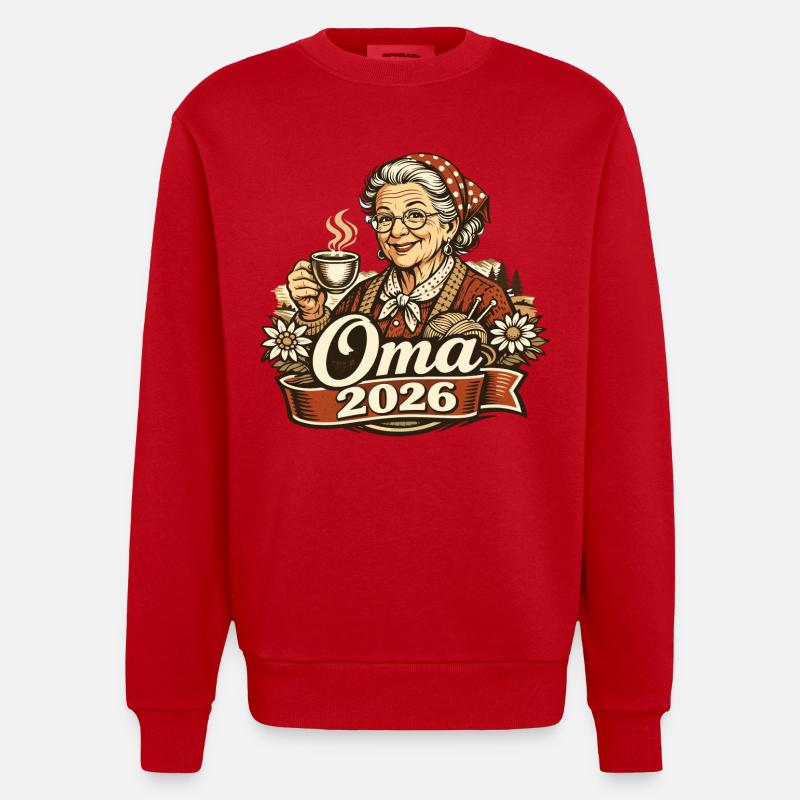 Oma 2026 Loading Geschenk Enkelkind  - Heavyweight Oversized Organic Crew Neck Made in EU - Rot