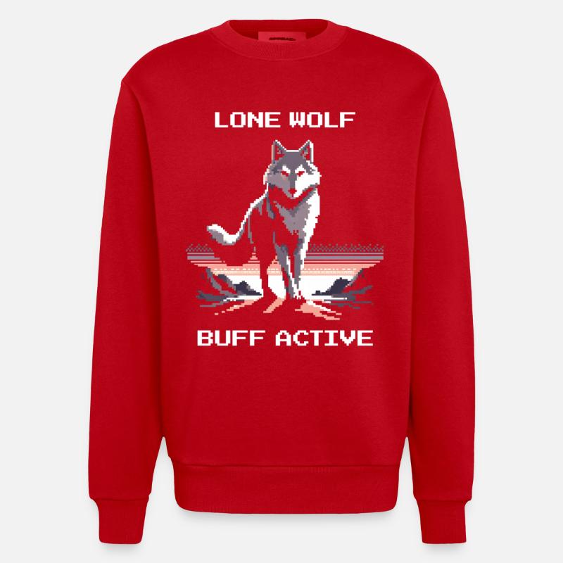 Lone Wolf active | Wolf Power - Heavyweight Oversized Organic Crew Neck Made in EU - red