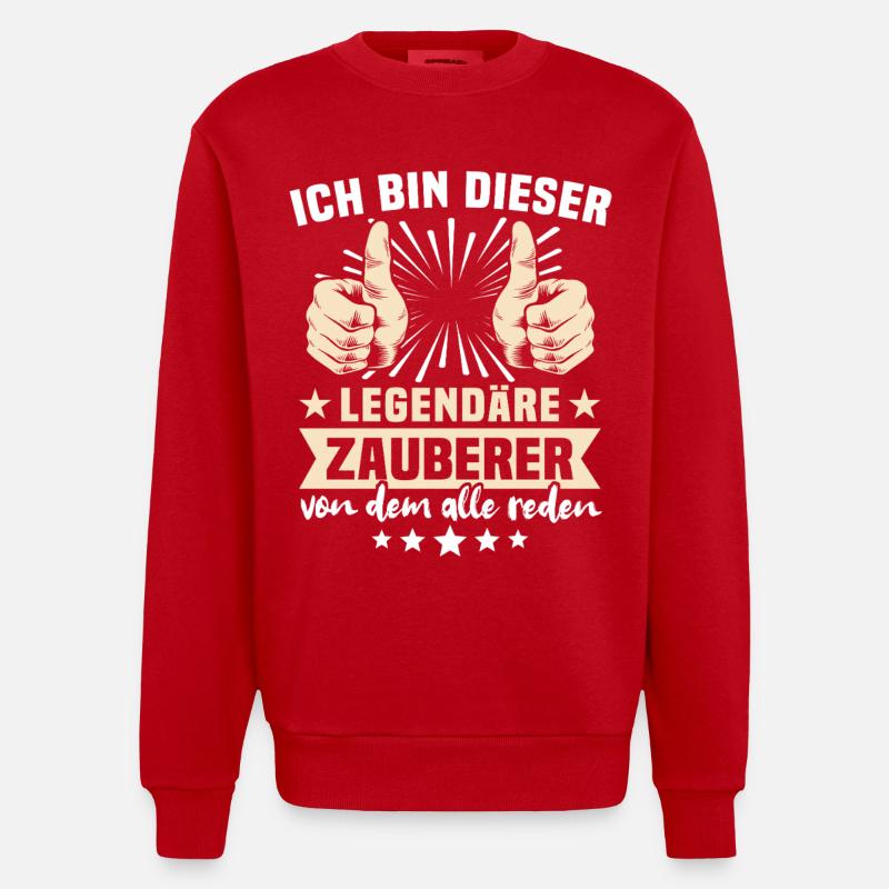 Zauberer Sprüche - Heavyweight Oversized Organic Crew Neck Made in EU - Rot
