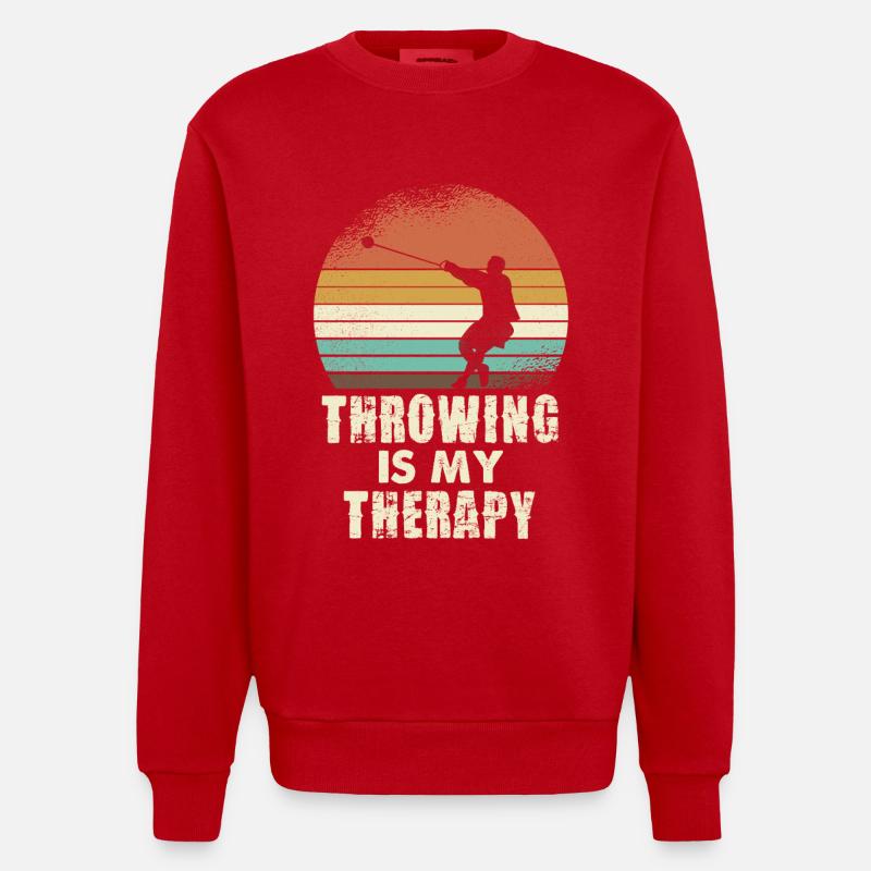Throwing Therapy Retro Sunset - Heavyweight Oversized Organic Crew Neck Made in EU - red