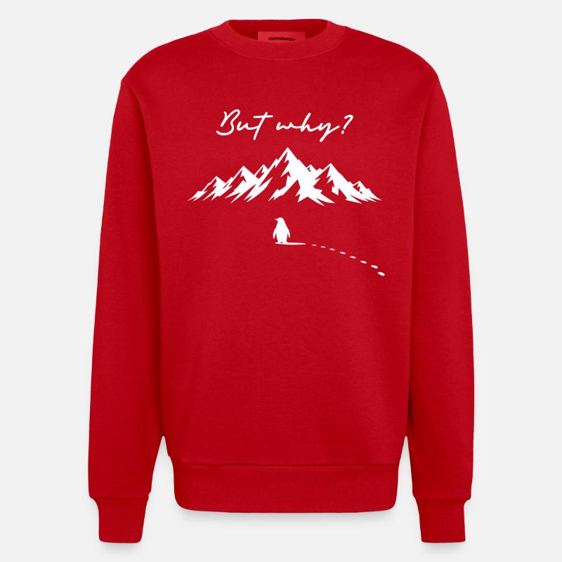 Pinguin Meme But why? Schneespur Eisberg Antarktis - Heavyweight Oversized Organic Crew Neck Made in EU - red