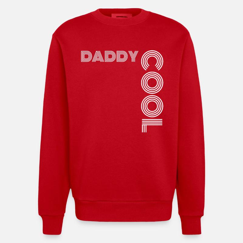 Daddy Cool Father Gift - Heavyweight Oversized Organic Crew Neck Made in EU - red