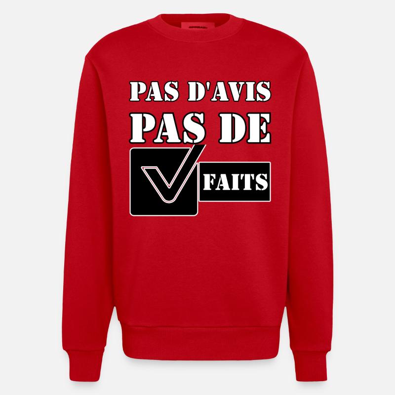 PAS D'AVIS. PAS DE FAITS. - Sweat bio épais oversize fabriqué en UE - rouge