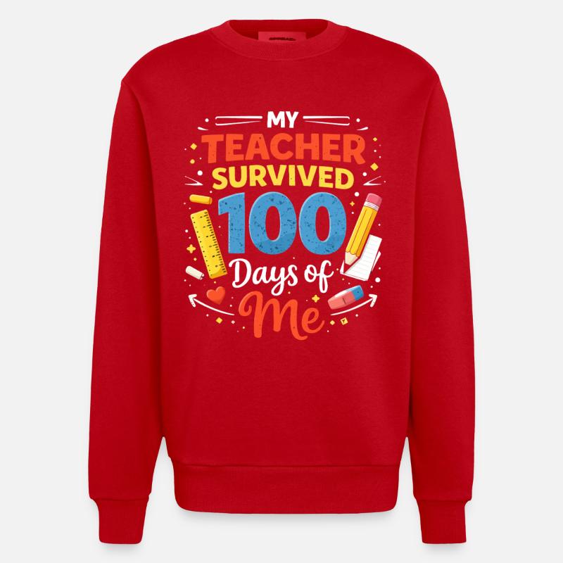 L’enseignant survit 100 jours - Sweat bio épais oversize fabriqué en UE - rouge