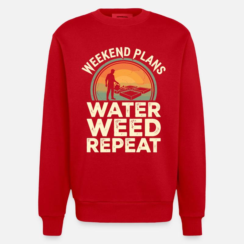 Weekend Plans Garten Humor - Heavyweight Oversized Organic Crew Neck Made in EU - Rot