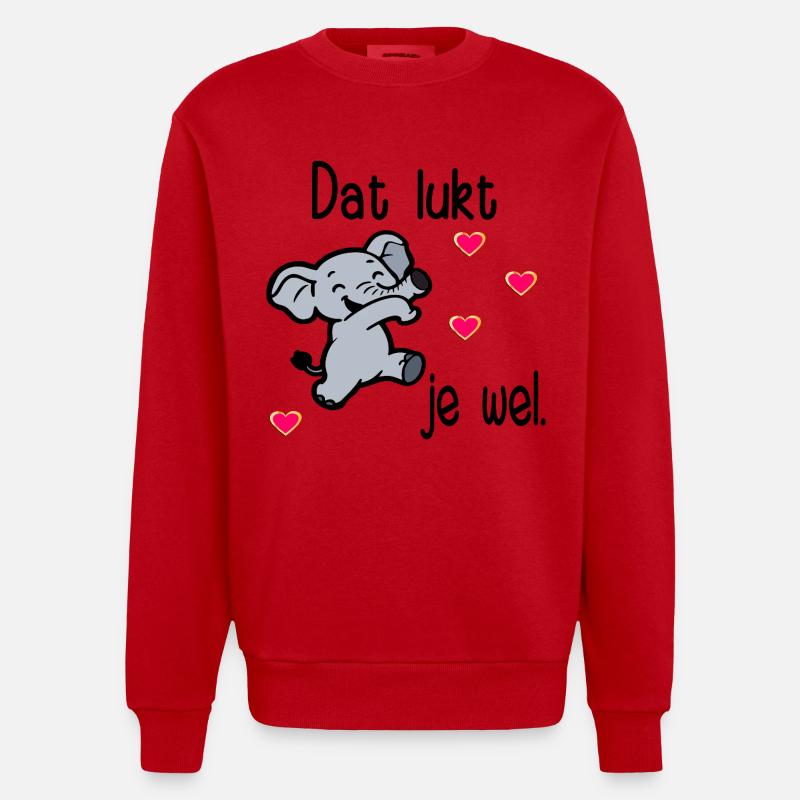 Prüfungsmotivation Elefant - Heavyweight Oversized Organic Crew Neck Made in EU - Rot