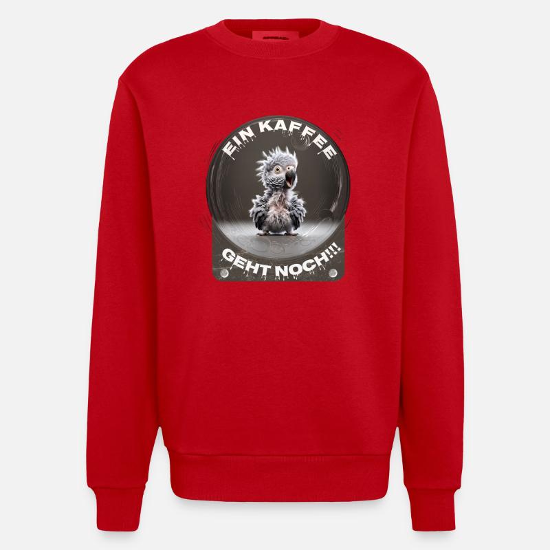 Ein Kaffee Geht Noch Papagei - Heavyweight Oversized Organic Crew Neck Made in EU - Rot