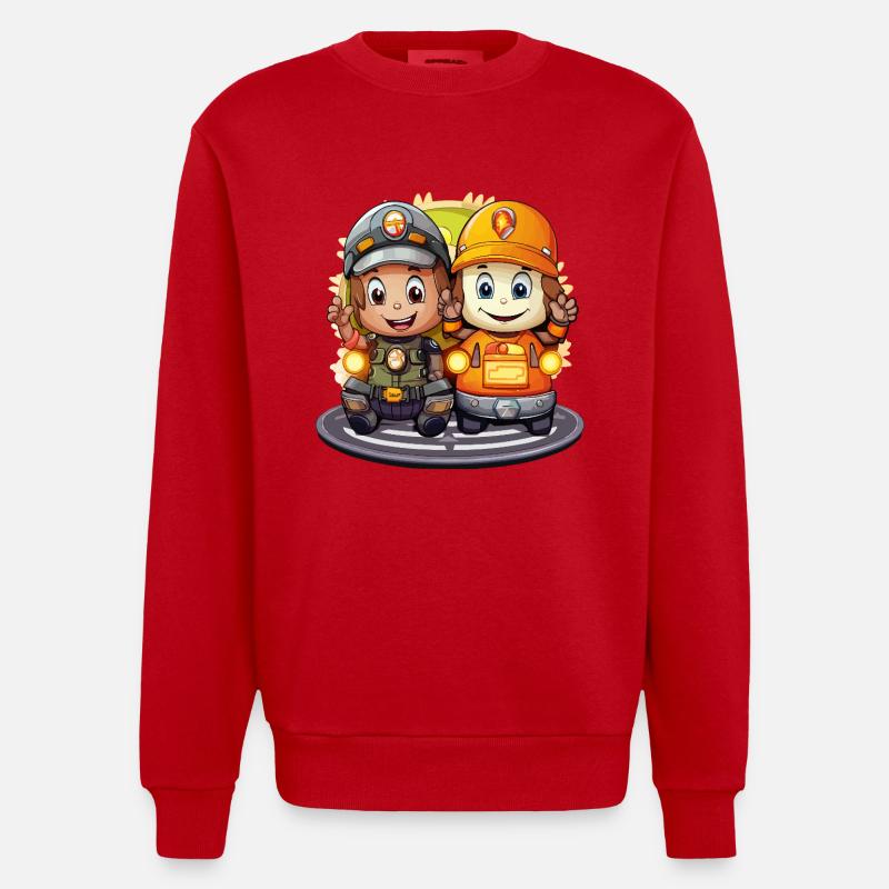 Deux héros de la mine - Sweat bio épais oversize fabriqué en UE - rouge