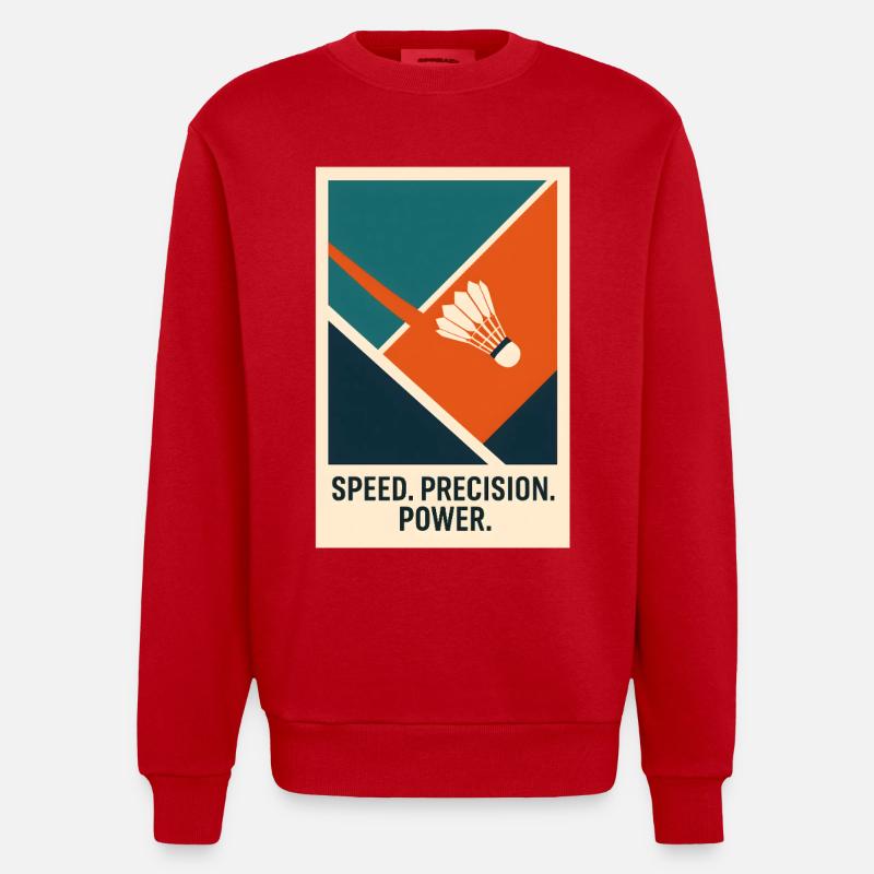 Speed Precision Power | Badminton Statement - Heavyweight Oversized Organic Crew Neck Made in EU - red