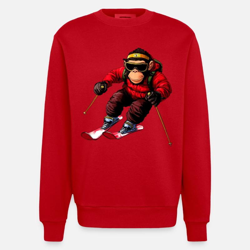 Ski de singe - Sweat bio épais oversize fabriqué en UE - rouge