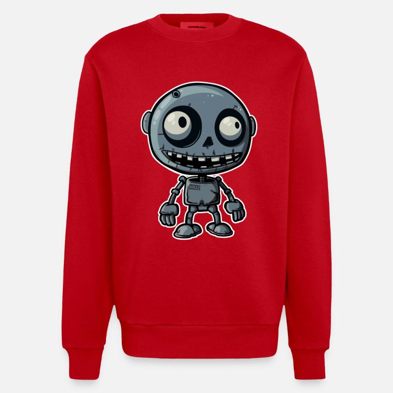 Robot Zombie à Ferraille - Sweat bio épais oversize fabriqué en UE - rouge