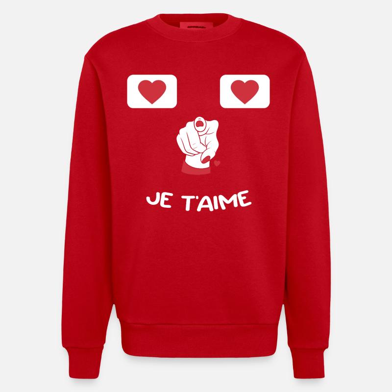 Humour Message Amour Saint-Valentin - Sweat bio épais oversize fabriqué en UE - rouge