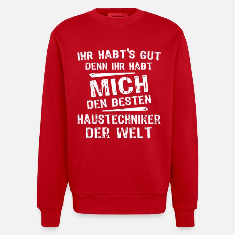 Technicien interne - Sweat bio épais oversize fabriqué en UE - rouge