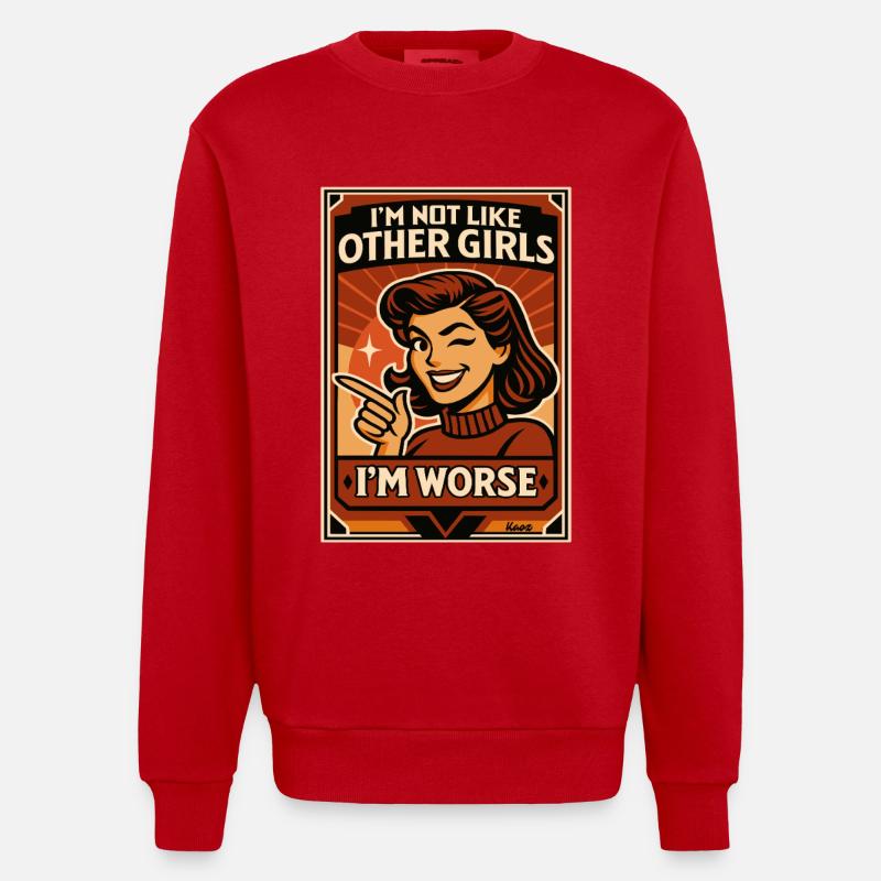 Anders Als Andere Mädchen – Schlimmer - Heavyweight Oversized Organic Crew Neck Made in EU - Rot