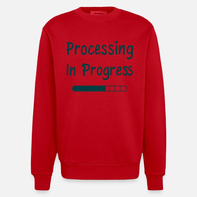Processing In Progress Ladebalken Statement - Heavyweight Oversized Organic Crew Neck Made in EU - Rot