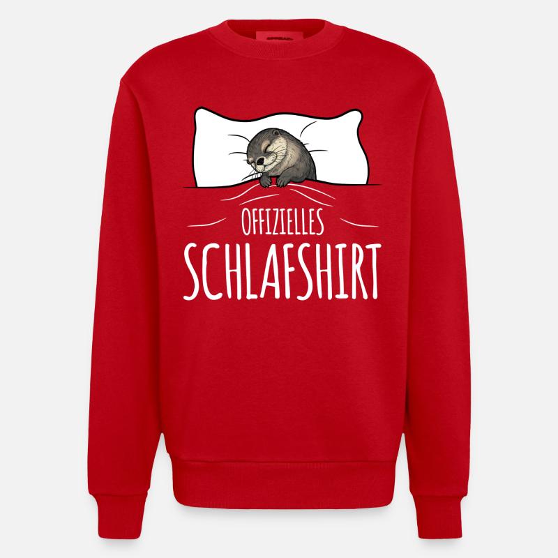 Otter Sleeping Shirt blanc - Sweat bio épais oversize fabriqué en UE - rouge