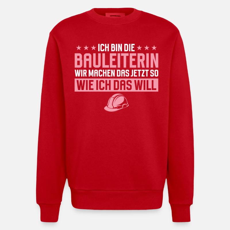 Construction Manager Funny Saying Construction Site - Heavyweight Oversized Organic Crew Neck Made in EU - red