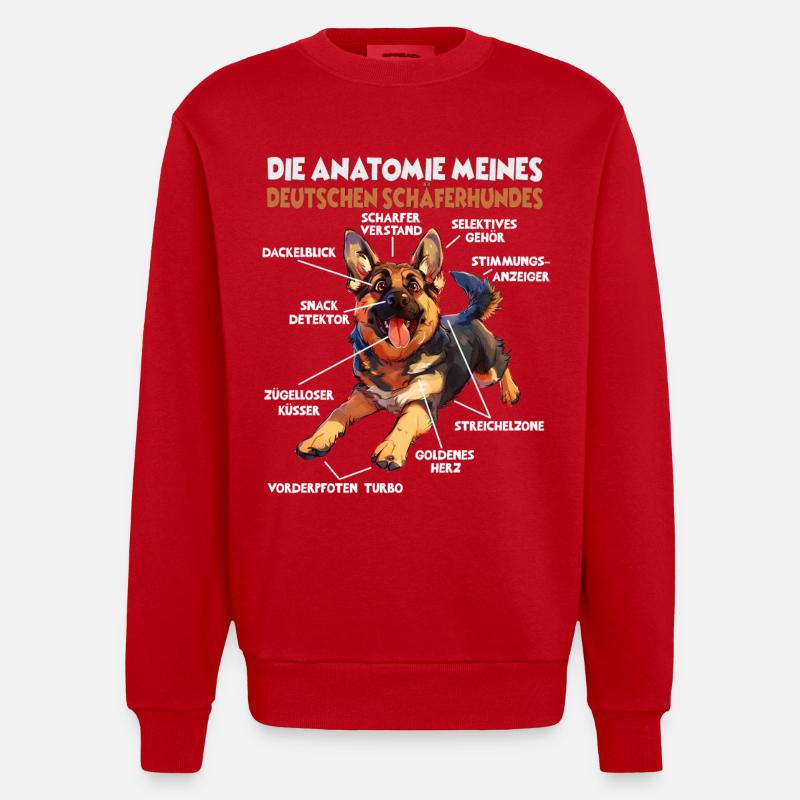 Schäferhund Gassi T Hundehalter Schäferhund - Heavyweight Oversized Organic Crew Neck Made in EU - Rot