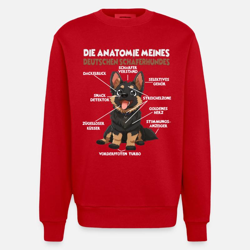 Schäferhund Gassi T Hundehalter Schäferhund - Heavyweight Oversized Organic Crew Neck Made in EU - Rot