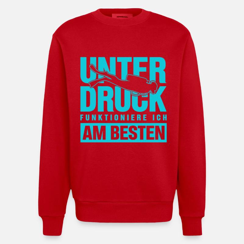 I function best under pressure divers - Heavyweight Oversized Organic Crew Neck Made in EU - red