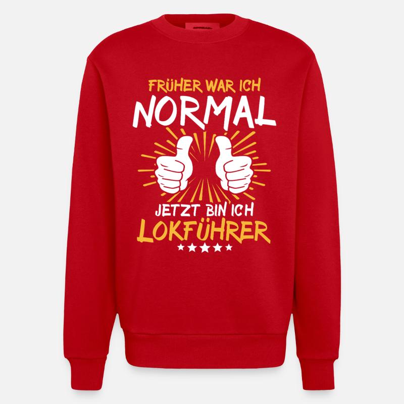 Lokführer Spruch - Heavyweight Oversized Organic Crew Neck Made in EU - Rot