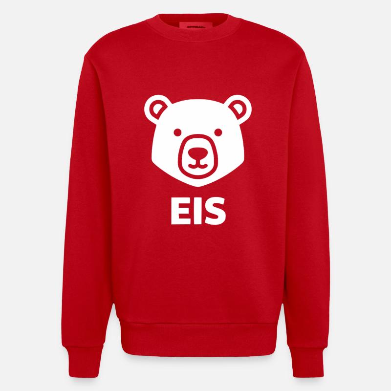 Eisbär Kopf Minimallogo - Heavyweight Oversized Organic Crew Neck Made in EU - Rot