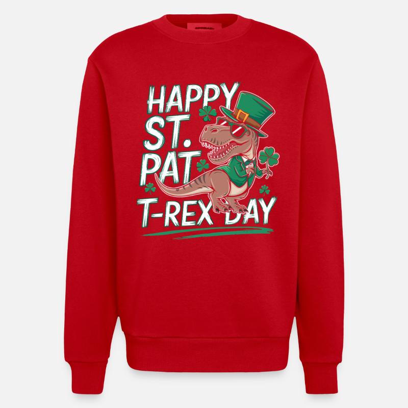 T-Rex pour la Saint-Patrick - Sweat bio épais oversize fabriqué en UE - rouge