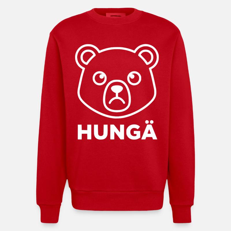 Bären-Umriss mit Hungä - Heavyweight Oversized Organic Crew Neck Made in EU - Rot