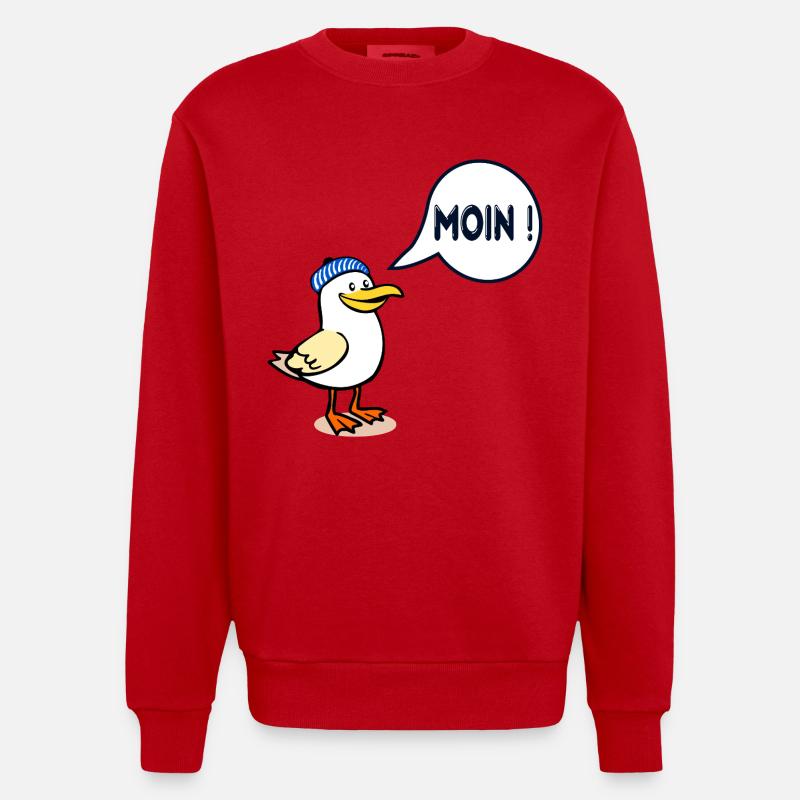 Hamburger Möwe Hamburg Moin - Heavyweight Oversized Organic Crew Neck Made in EU - Rot