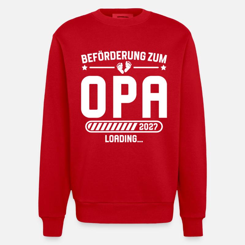 Werdender Opa 2027 Beförderung Schwangerschaft - Heavyweight Oversized Organic Crew Neck Made in EU - Rot