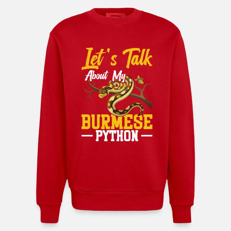 Burmesischer Python-Besitzer Schlangenterrarium Hide Python - Heavyweight Oversized Organic Crew Neck Made in EU - Rot
