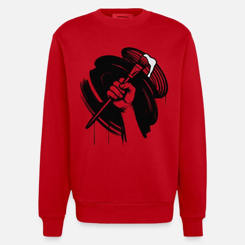 PAINT IT BLACK - black & white  - Sweat bio épais oversize fabriqué en UE - rouge