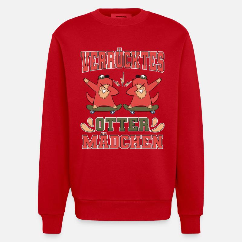 Verrücktes Otter Mädchen - Heavyweight Oversized Organic Crew Neck Made in EU - Rot