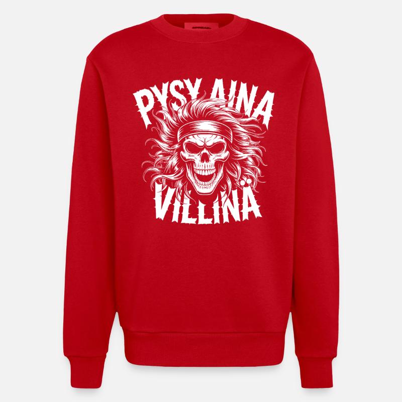 Conception du crâne sauvage - Sweat bio épais oversize fabriqué en UE - rouge