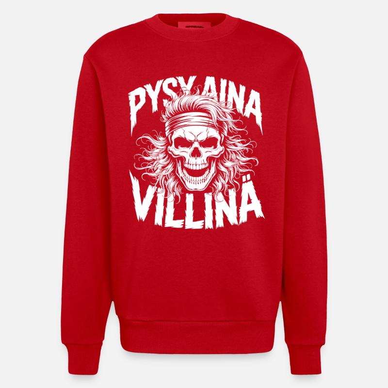 Conception du crâne sauvage - Sweat bio épais oversize fabriqué en UE - rouge
