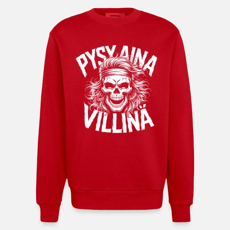 Conception du crâne sauvage - Sweat bio épais oversize fabriqué en UE - rouge