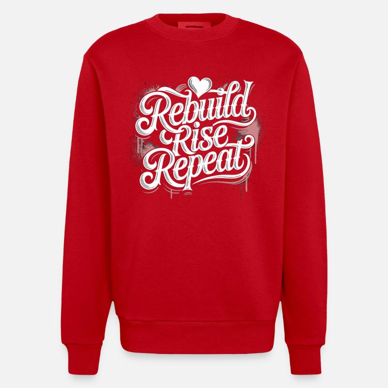 T-shirt Motivation Persévérance – Puissance & Concentration - Sweat bio épais oversize fabriqué en UE - rouge
