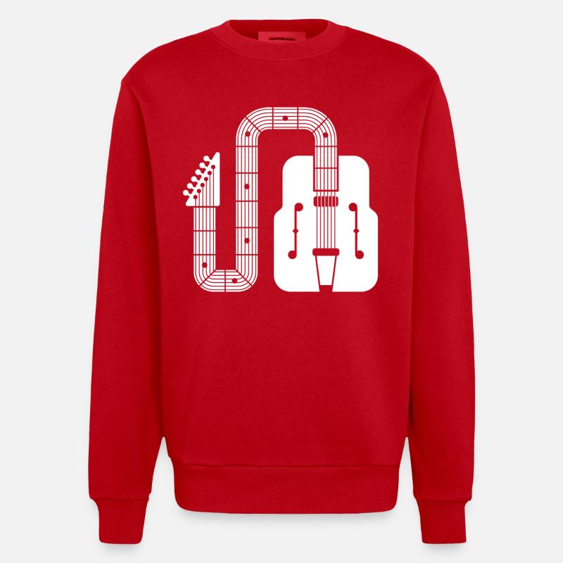 Abstract Shape Retro-Gitarre - Heavyweight Oversized Organic Crew Neck Made in EU - Rot