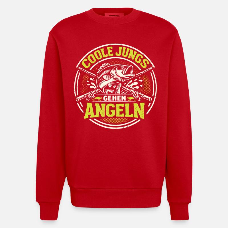 Pêche, Drôle, Expression, Cadeaux Hommes - Sweat bio épais oversize fabriqué en UE - rouge