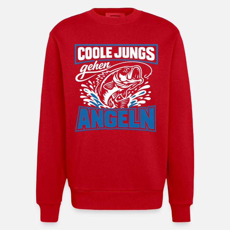 Les gars cool vont pêcher - Sweat bio épais oversize fabriqué en UE - rouge
