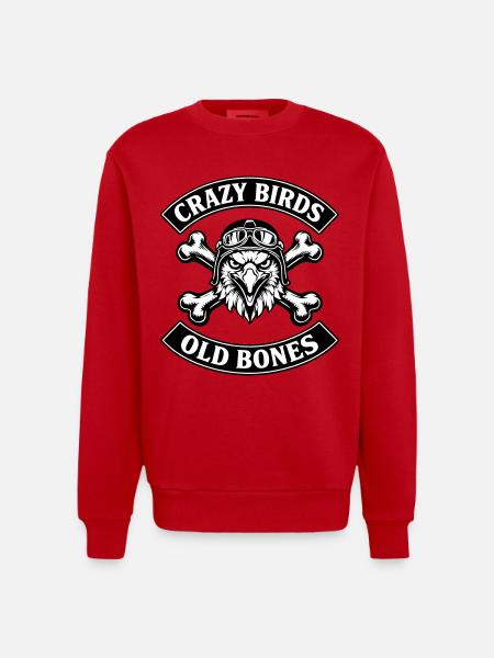 Crazy Birds - Old Bones - Heavyweight Oversized Organic Crew Neck Made in EU - red