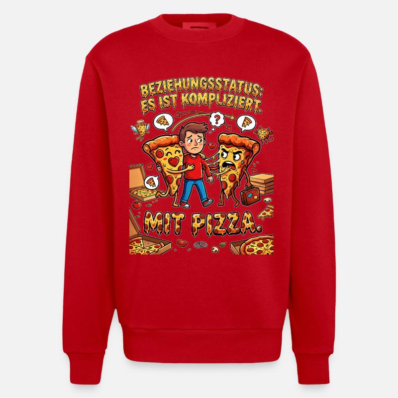 Beziehungsstatus Es ist kompliziert mit Pizza - Heavyweight Oversized Organic Crew Neck Made in EU - Rot