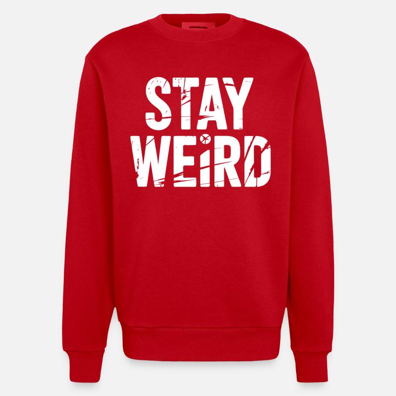 Reste bizarre et détrissé Texte - Sweat bio épais oversize fabriqué en UE - rouge