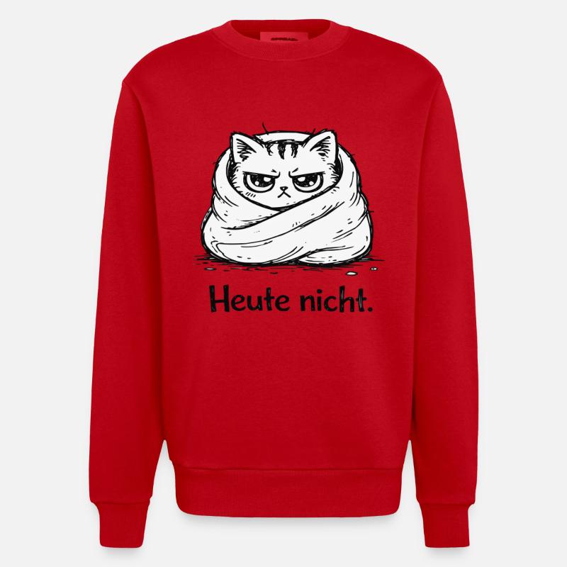 Grumpycat : Pas aujourd’hui - Sweat bio épais oversize fabriqué en UE - rouge