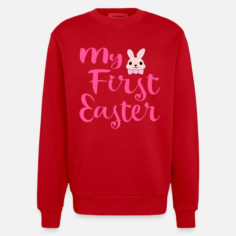 My First Easter Rabbit - Heavyweight Oversized Organic Crew Neck Made in EU - red