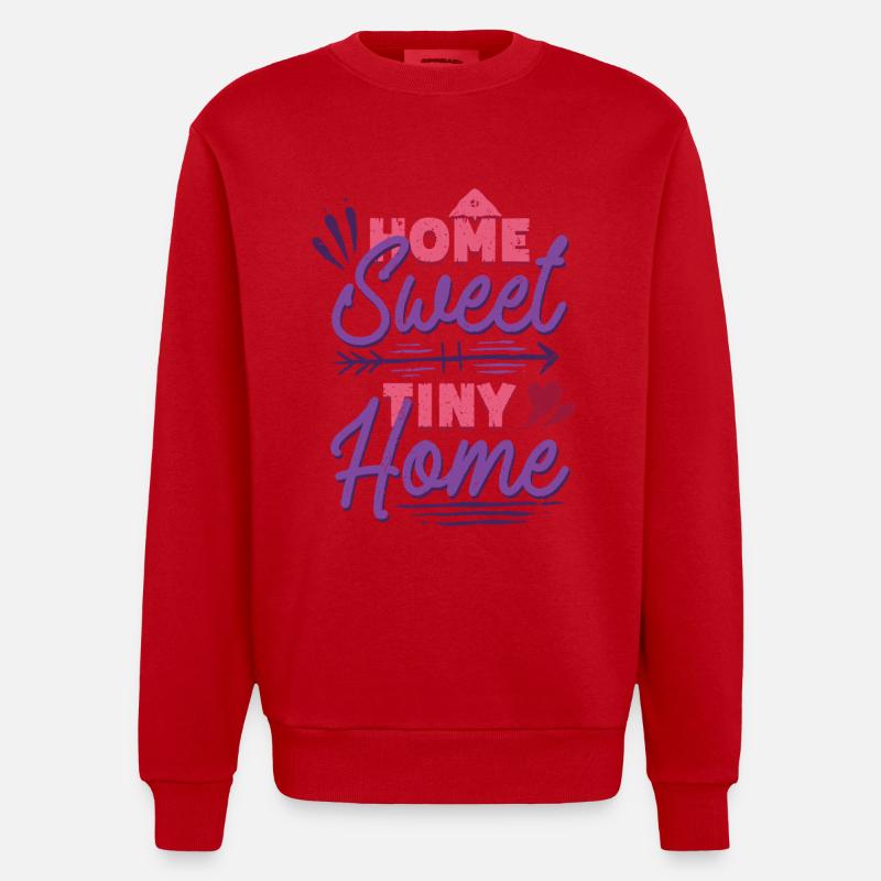 Tiny House Home Sweet Tiny Home - Heavyweight Oversized Organic Crew Neck Made in EU - red