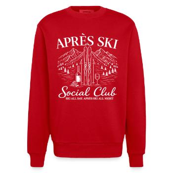 Après Ski Social Club Skidor Hela dagen Après Ski Alla - Heavyweight Oversized Organic Crew Neck Made in EU - röd - Fram - AI Model Female 172 light (172cm) & AI Model Male 178 light (178cm)